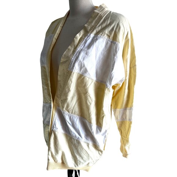 Take Off Vintage Cotton Yellow and White Cardigan Blazer Sz Small Womens Colorbl - Picture 4 of 11